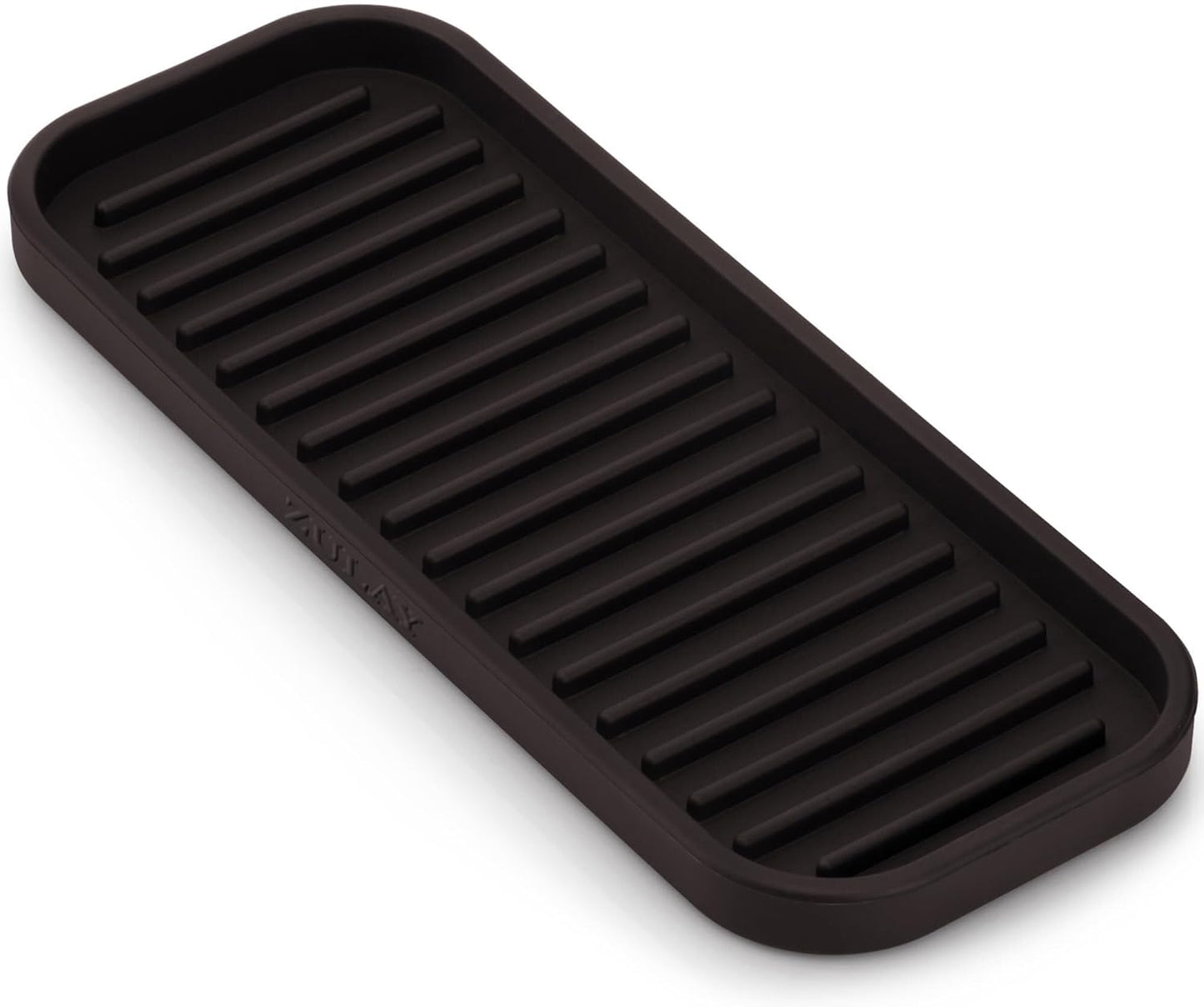 Zulay Kitchen (9x3.5 Silicone Sponge Holder for Kitchen Sink - Flexible Multipurpose Soap Tray Sponge Holder - Sink Organizer Tray for, Bathroom, Makeup, Trinkets & More (Chocolate)