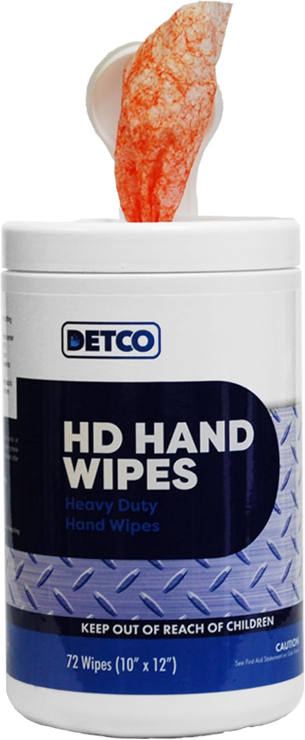 HD Hand & Tool Wipes – Heavy Duty Dual Purpose Cloths for Hands, Tools, & Surface Cleaning – Disposable Waterless Cleaner Towels with Scrubbing Side – 72 Count Tub