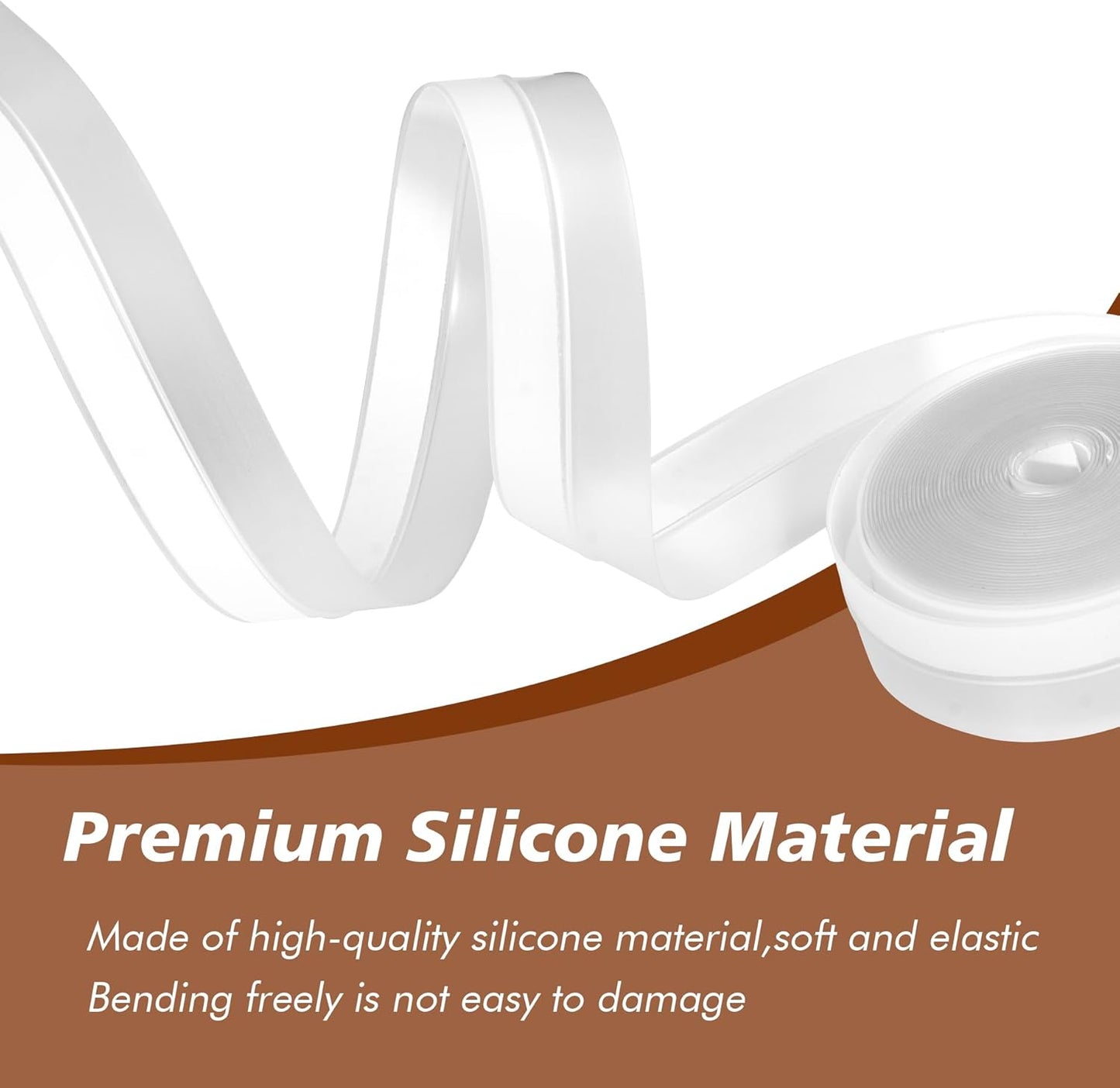 RECAPS 25mm 16.4 Feet Silicone Weather Stripping Door Seal, Transparent Under Door Gap Filler for Draft Stopper Adhesive Doors Windows and Shower Glass Gaps