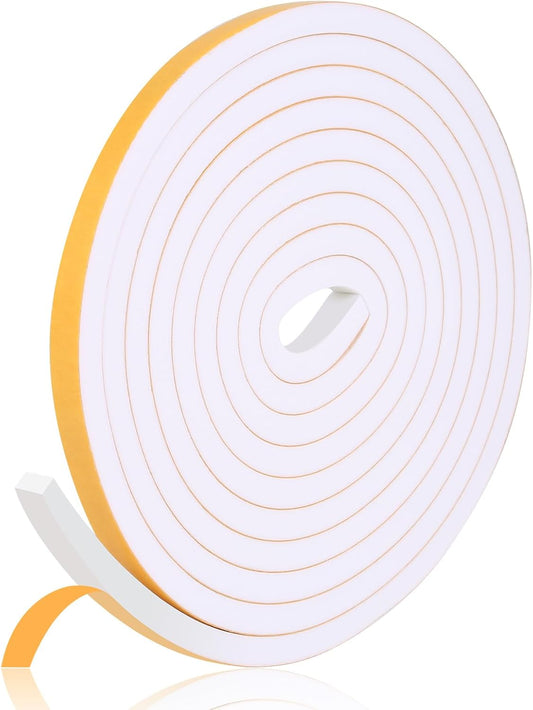 Weather Stripping Seal (1/2 Inch X 2/5 Inch) for Door Window, 13Feet High Density Foam Tape, Soundproofing, Insulation Strip, Door Sealers for Door Frame- White