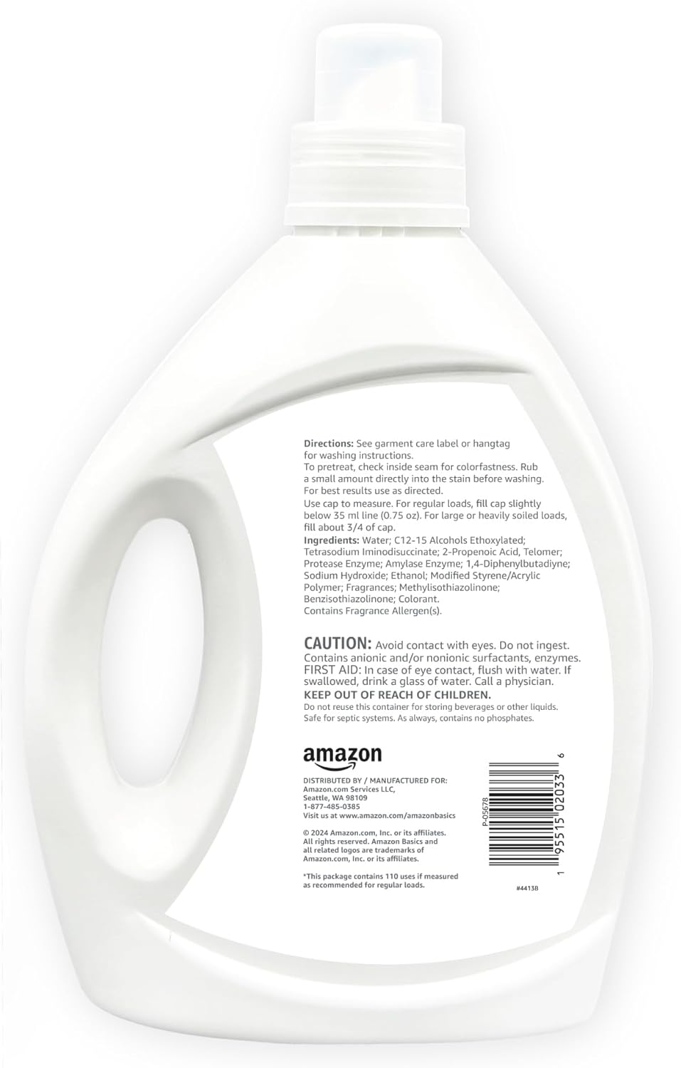 Amazon Basics Laundry Detergent Liquid, Concentrated, Fresh Scent, 110 Loads, 82.5 Fl Oz (New Packaging)