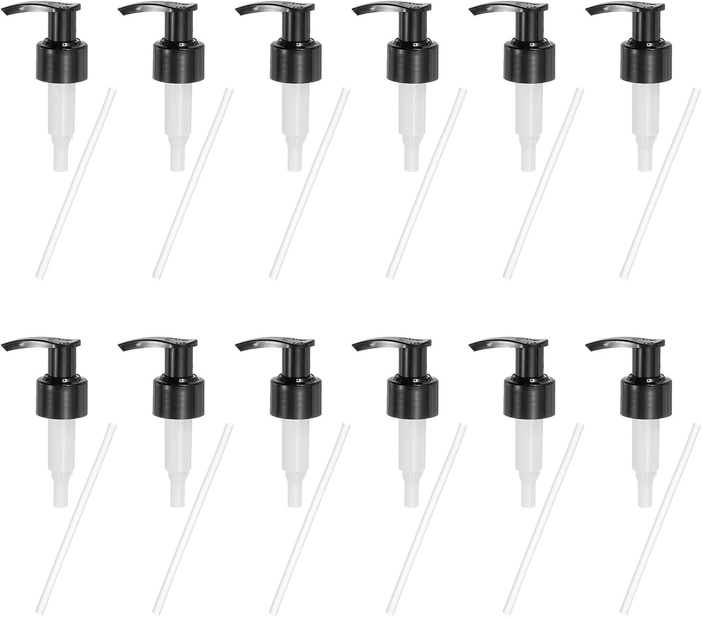 uxcell 12 Pcs Soap Dispenser Pump Heads Soap Dispensers Top Pumps Replacement Switch Pumphead for Standard 24/425 Neck Size Lotion Shampoo Bottle, Black