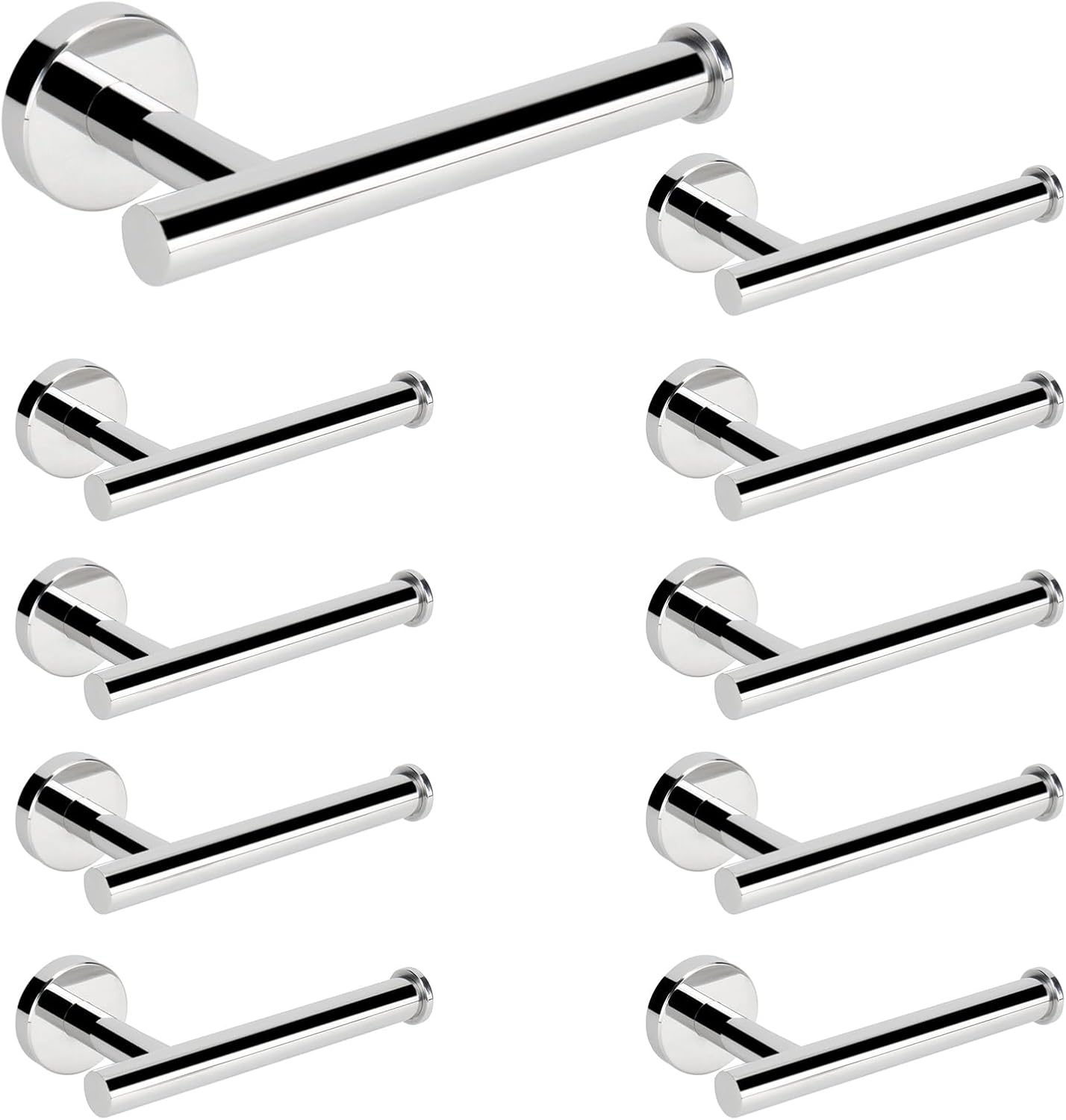 NearMoon Bathroom Toilet Paper Holder, Premium SUS304 Stainless Steel Rustproof Wall Mounted Toilet Roll Holder for Bathroom, Kitchen (10 Pack, Chrome Finish)