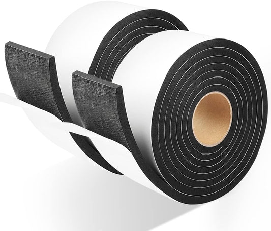 2 Rolls Seal Foam Tape, 2'' W x 1/4'' T Weather Stripping Close Cell Door Sealer, Single Sided Weather Strip, Total 13 Feet Long…