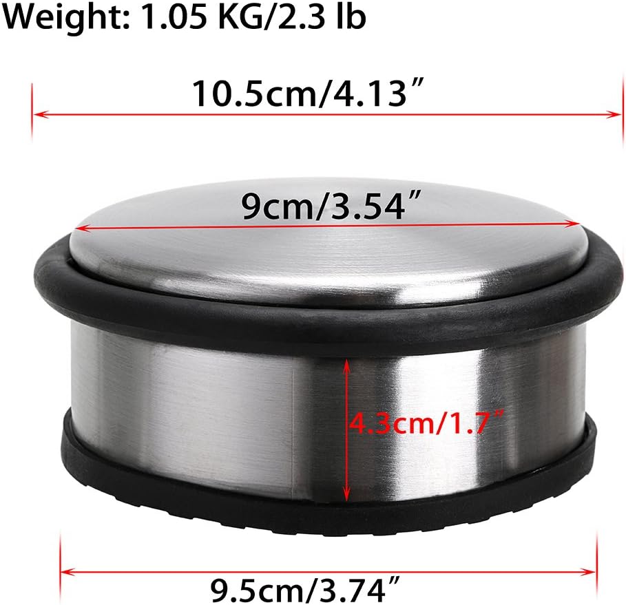 Sumnacon Heavy Duty Floor Door Stopper No Drill, Durability Stainless Steel Door Stops with Anti-Skid Rubber - Contemporary Decorative Safety Door Wedge for Home Office Commercial Industrial, Silver