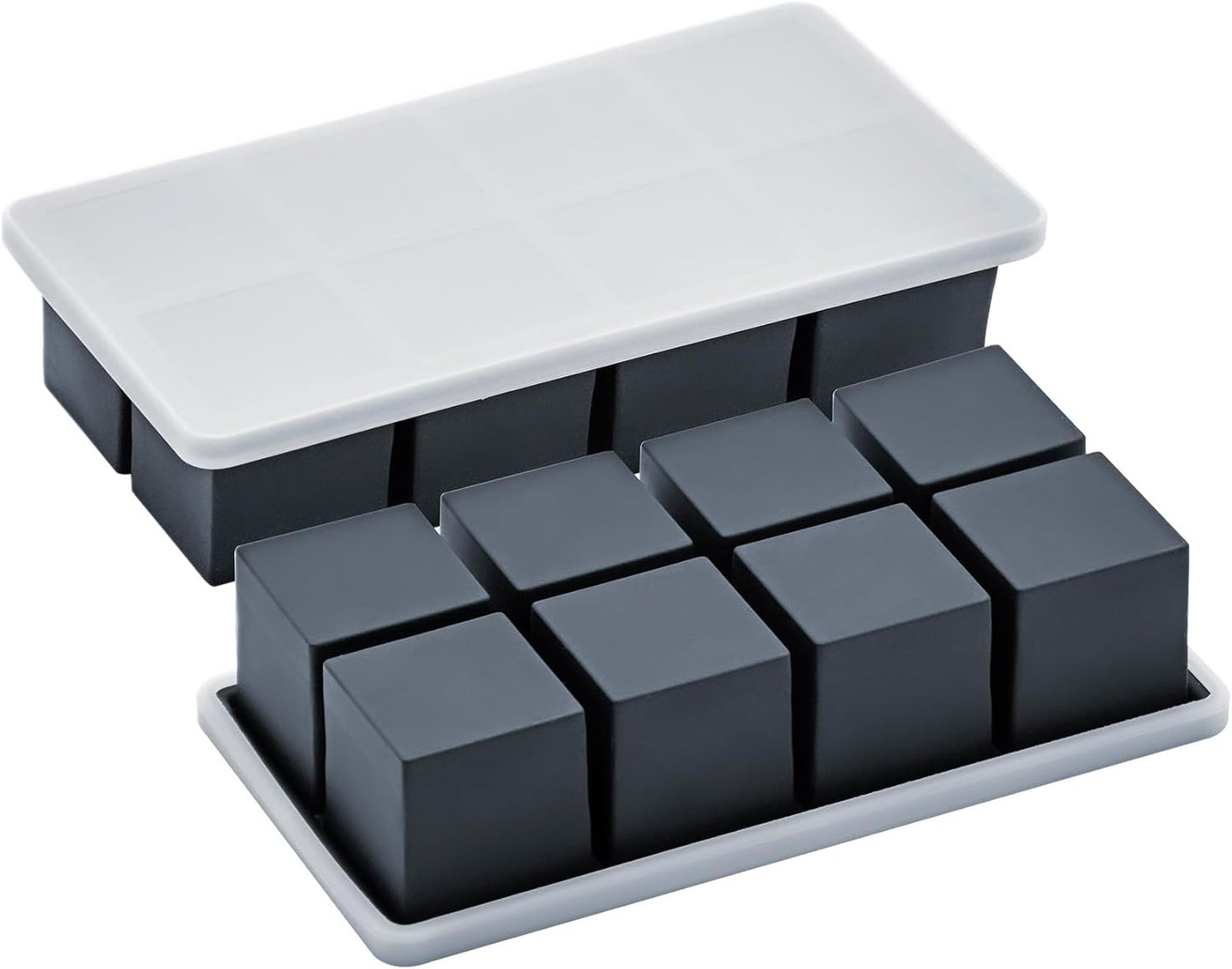 Bangp Large Ice Cube Tray for Whiskey (2 Pack),Metal Reinforced Frame Big Ice Cube Molds,Large Square Ice Cube Trays with lid,Easy Release Ice Trays for making 16 Giant Ice Cubes for Whiskey Cocktails