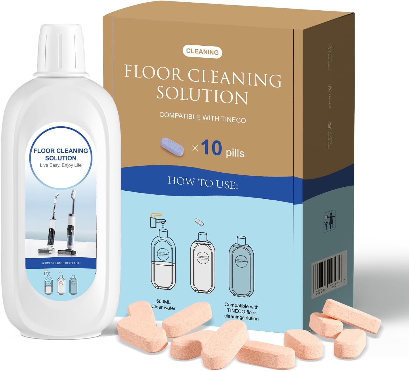 10 Bottles Compatible with Tineco Cleaning Solution Pet 500ml Per Bottle Orange Scents Floor Cleaner Compatible with All Robot Vacuums with Mopping and Cordless Wet/Dry Vacuum (Orange Scents)