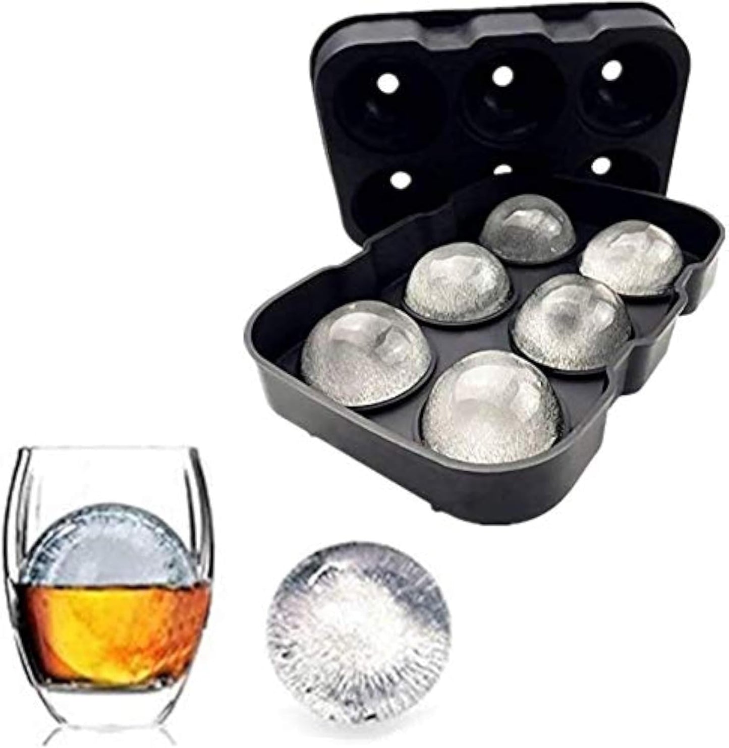 Silicone Round Ice Cube Mold, Round Ice Cube Trays for Freezer with Funnel, Easy Release Ice Cube Tray Circle Balls for Whiskey Cocktails Bourbon