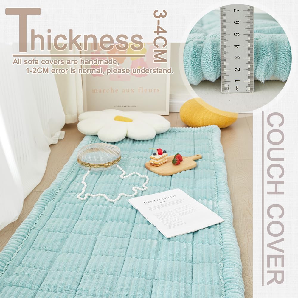 Couch Cover for Dogs Washable, Fuzzy Pet Couch Covers for 3 Cushion Sofa Pet Friendly, Non Slip Sofa Cover (Blue, 27.6" x 70.9"/70 x 180cm)