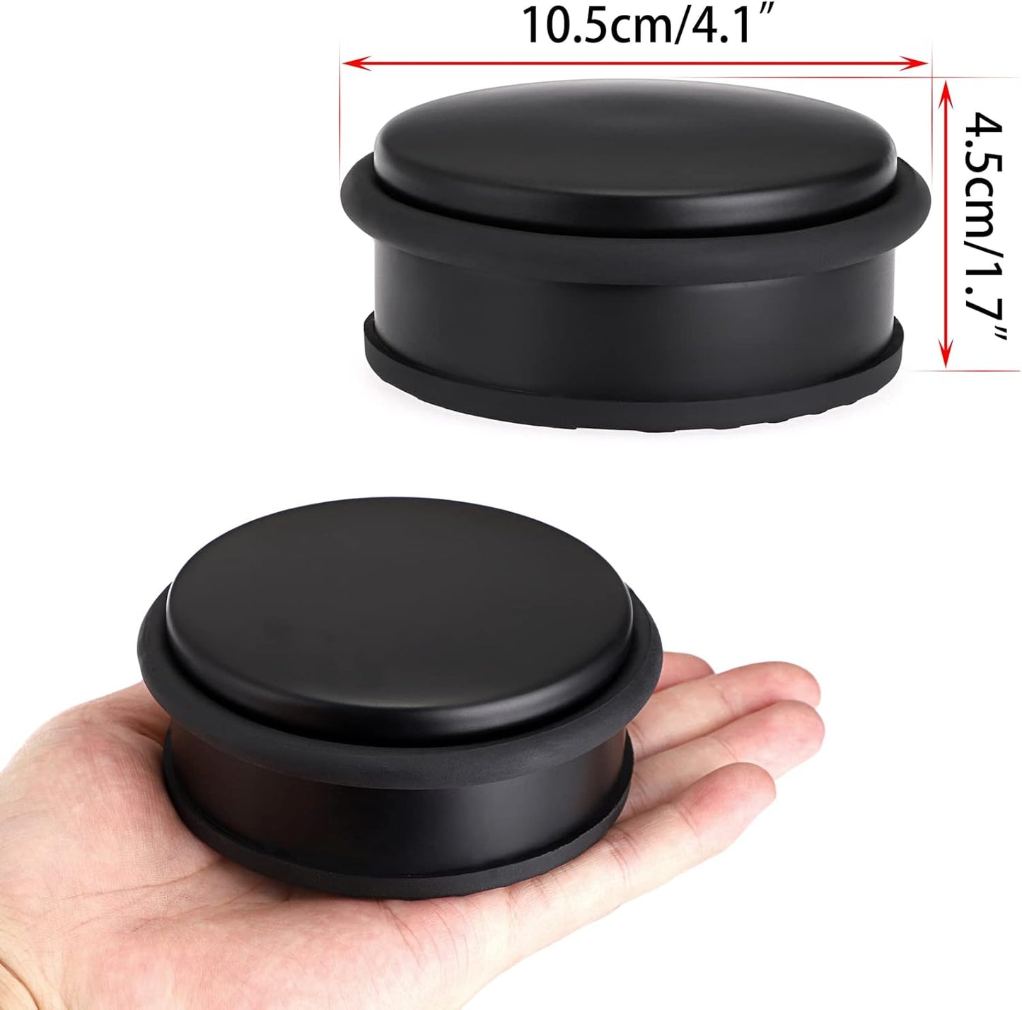 Sumnacon Heavy Duty Floor Door Stopper No Drill, Durability Stainless Steel Door Stops with Anti-Skid Rubber - Contemporary Decorative Safety Doorstop for Home Office Commercial Industrial, Black