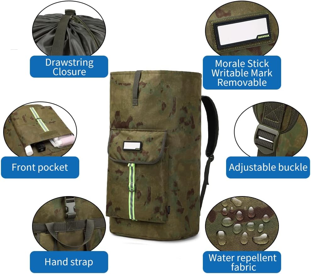laundry bag backpack,extra-large heavy duty laundry bags,laundry backpack for college students,drawstring closure (Ruins camouflage laundry bag backpack)