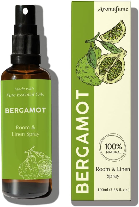 Bergamot Room, Linen & Pillow Spray by Aromafume | 100ml/3.38 fl oz | with Pure Bergamot Essential Oil | Aromatherapy Spray for Relaxation, Sleep & Stress Relief | Mist for Bedding, Fabric
