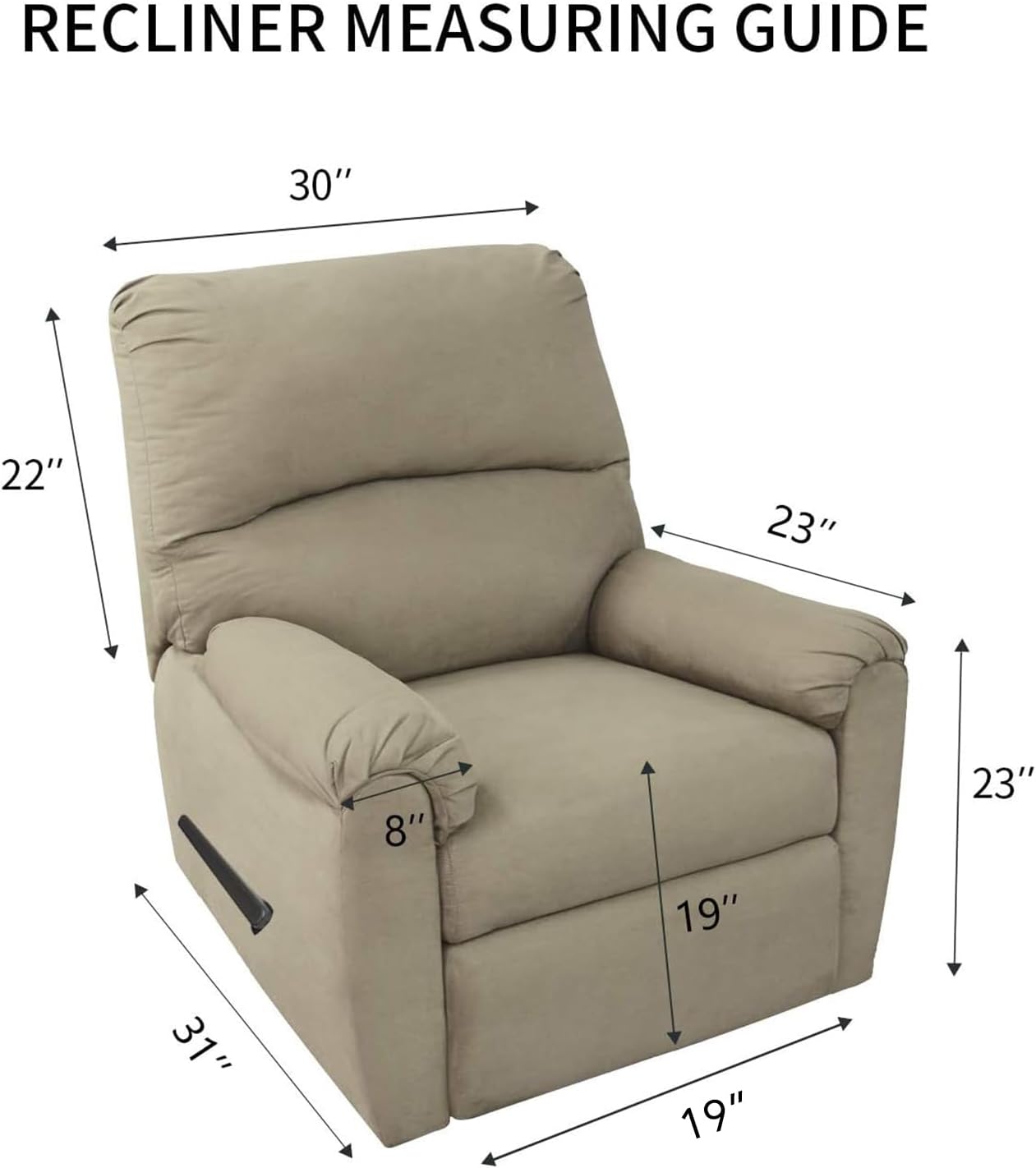 PureFit Reversible Quilted Sofa Cover, Water Resistant Slipcover Furniture Protector, Washable Couch Cover with Non Slip and Elastic Straps for Kids, Dogs (Small Recliner, Dark Blue/Light Blue)