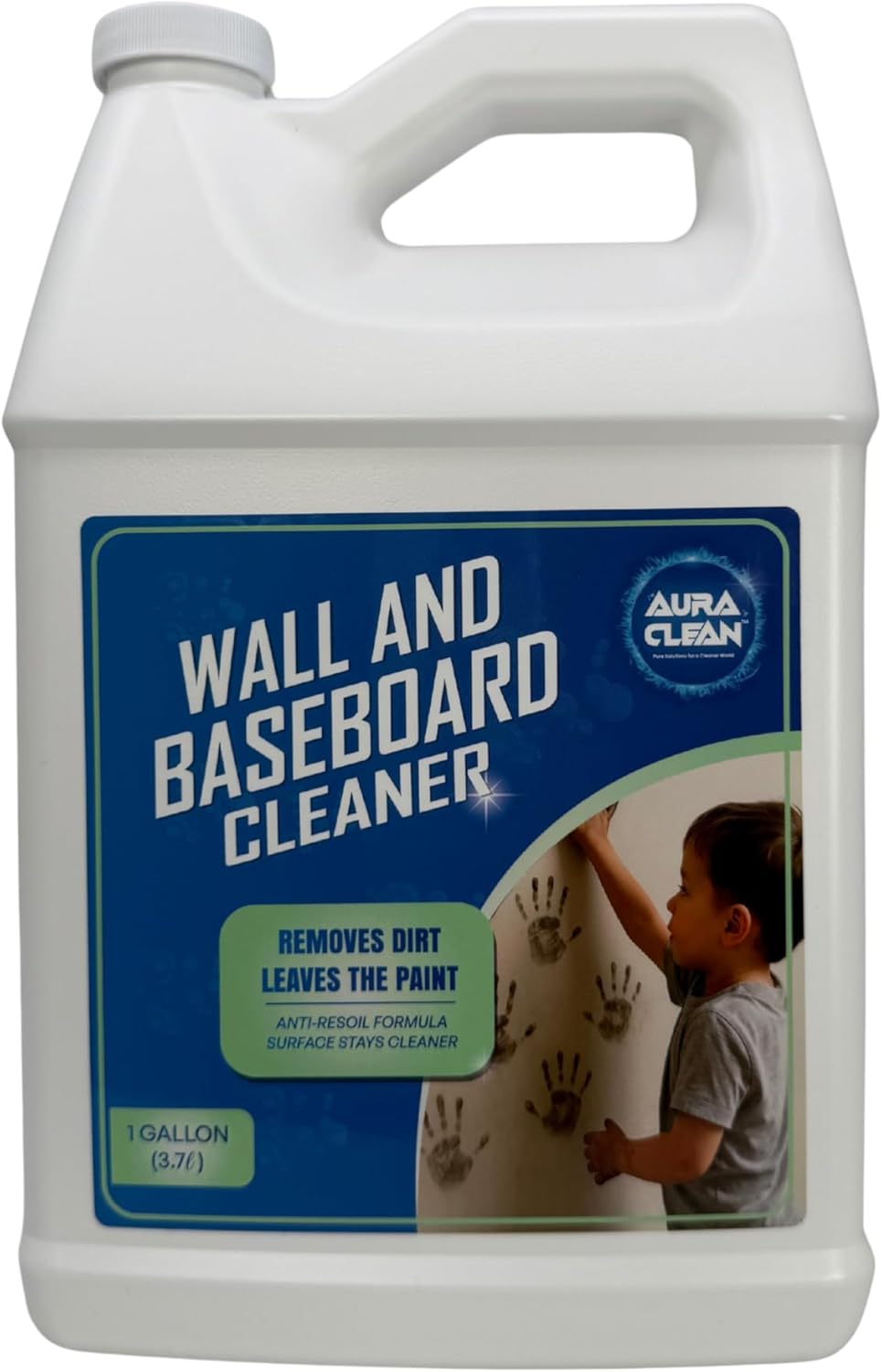 Wall & Baseboard Cleaner - Safe for Painted Walls & Trim | Eco-Friendly, No-Rinse, Kid & Pet-Safe | Anti-Resoil, Streak-Free Finish | Made in the USA | Refill - 1 Gallon (128 Fl Oz)