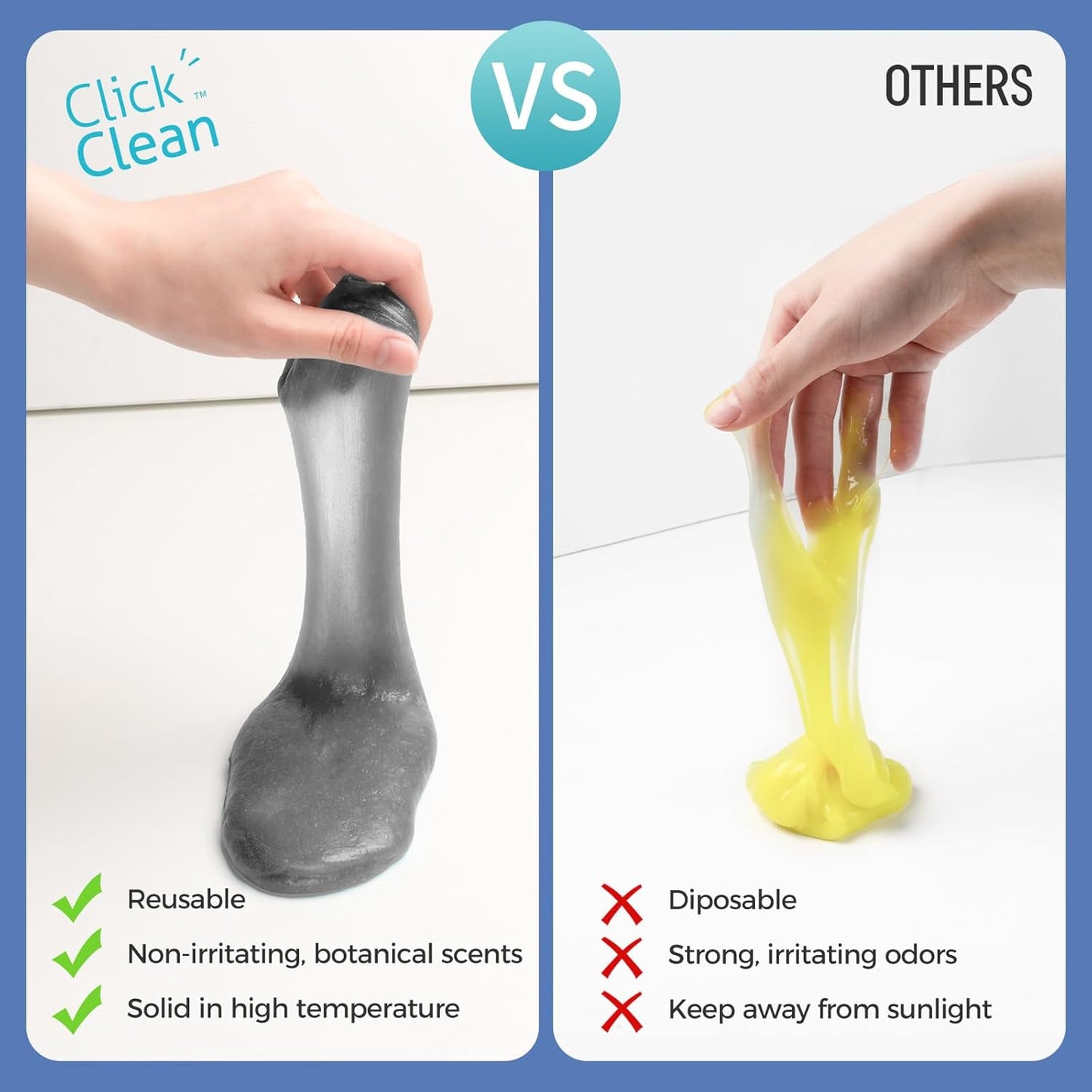 CLICK CLEAN 2Pcs Cleaning Gel for Car, 7oz Car Detailing Tools, Cleaning Putty Gel, Car Interior Cleaner Universal Dust Cleaner for Keyboard, Laptop, Air Vents (Coconut)