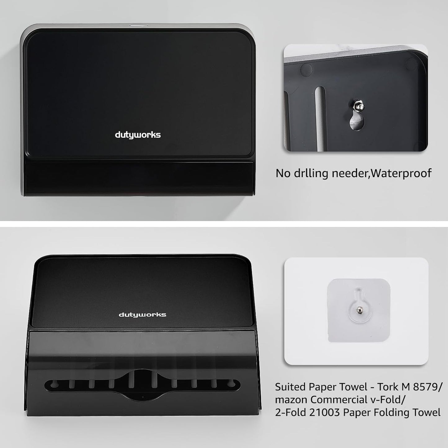 Paper Towel Dispenser Wall Mounted, Multifold Hand Towel Dispenser for Kitchen Bathroom Home Business, Trifold/C Fold/Z Fold Paper Towel Holder with Lock, Universal Paper, Black