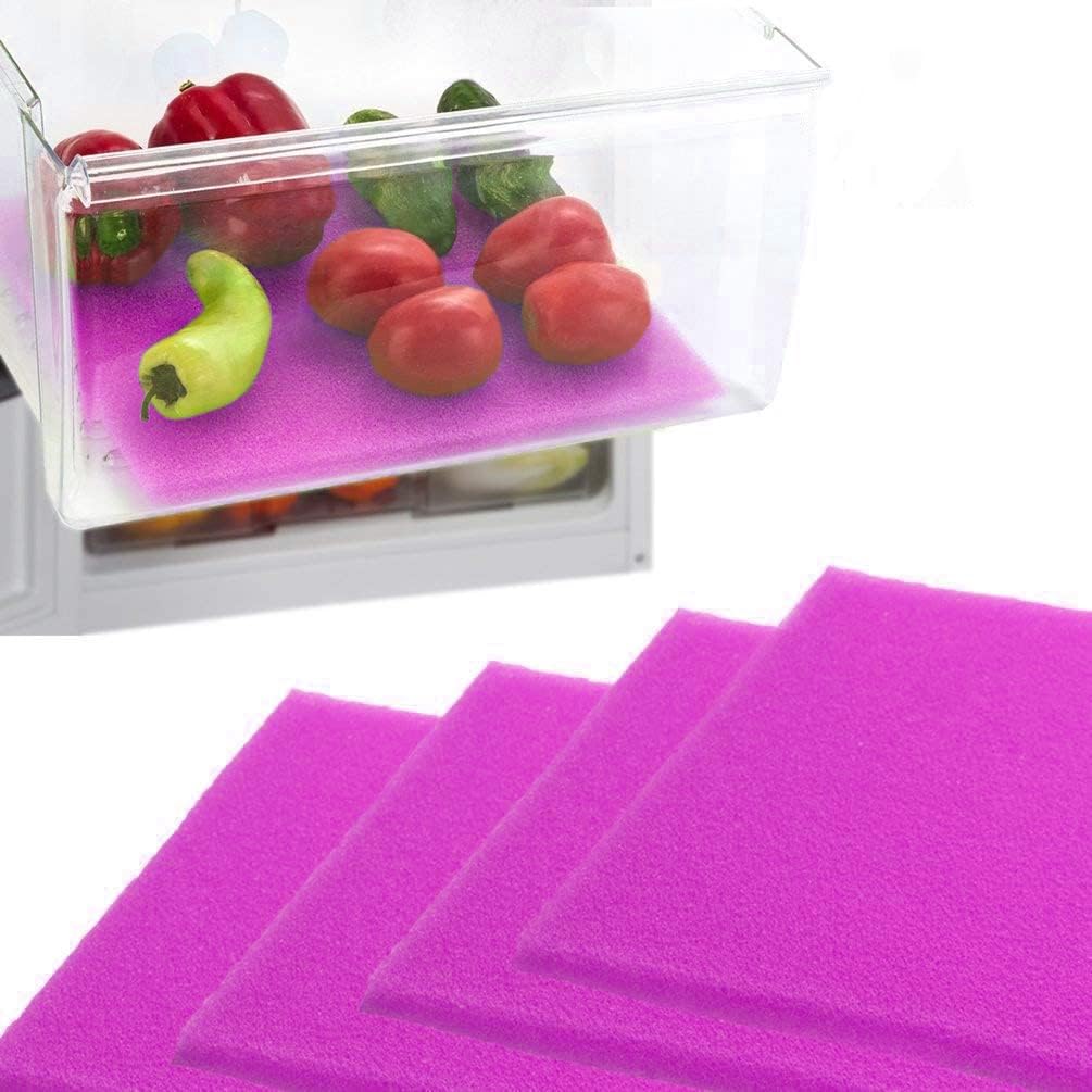Dualplex® Fruit & Veggie Life Extender Liner for Fridge Refrigerator Drawers, 12x15 Inches (4 Pack) – Extends The Life of Your Produce & Prevents Spoilage (Pink)