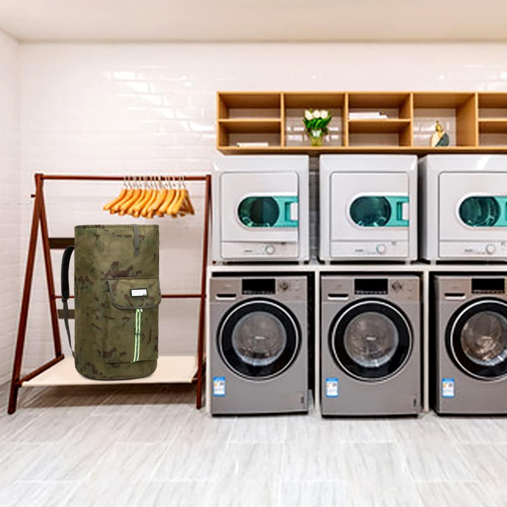 laundry bag backpack,extra-large heavy duty laundry bags,laundry backpack for college students,drawstring closure (Ruins camouflage laundry bag backpack)