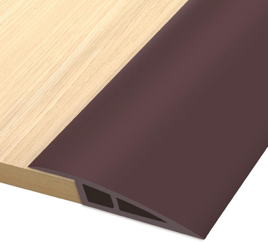 Vinyl Door Threshold Flooring Transition Strip Self Adhesive Carpet Edging Strip for Laminate Doorway Edge Threshold from 3/5" to 4/5" (Coffee, 6.6 Ft)