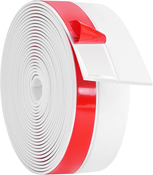 ToLanbbt Weather Stripping Silicone Door Seal Strip 2 in x 20 ft Door Draft Stopper Self Adhesive Door Draft Tape, Side & Bottom Gaps Insulation Strip for Glass Shower Door Sliding Door Window, White