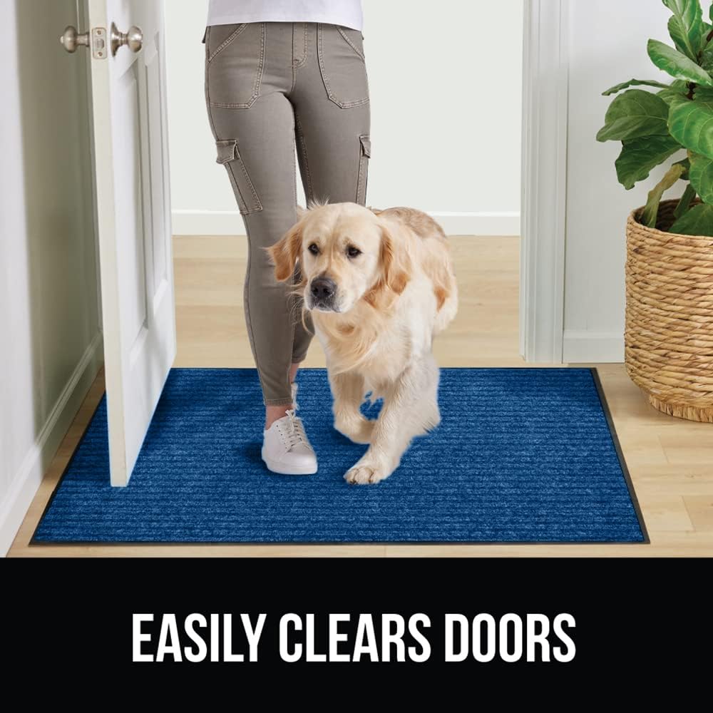 GORILLA GRIP Traffic Guard Door Mat, 60x36, Heavy Duty Welcome Mats, Commercial Office Space Doormat, Waterproof, Fade Resistant, Strong Rubber Backing, Low Profile, Shoe and Boot Scraper, Blue