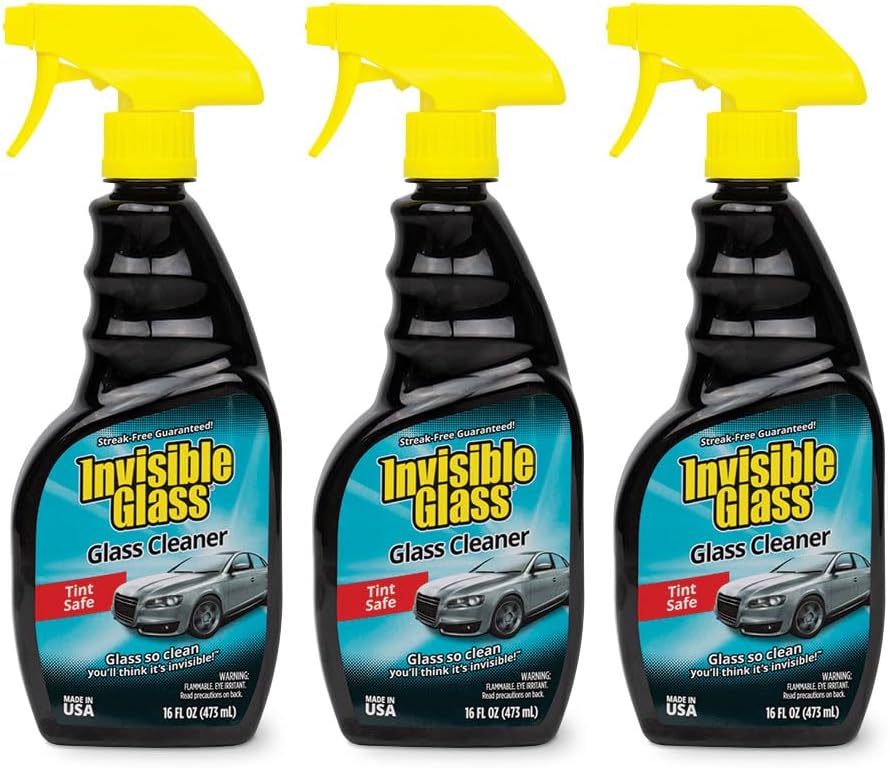 Invisible Glass 92163-3PK Premium Glass and Window Cleaner for Auto and Home Cleans Glass, Windows, Windshields, and More, Streak-Free, Ammonia-Free, Tint-Safe, 16 fl oz (Pack of 3)