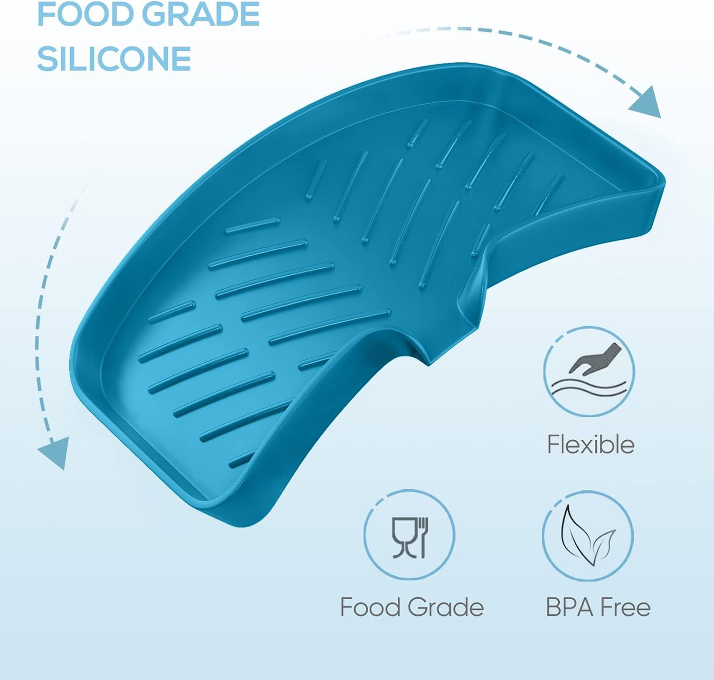 Premium Silicone Soap Holder for Bathroom & Kitchen Sink - Self Draining Tray with Caddy for Dish Soap Bottle & Soap Dispenser