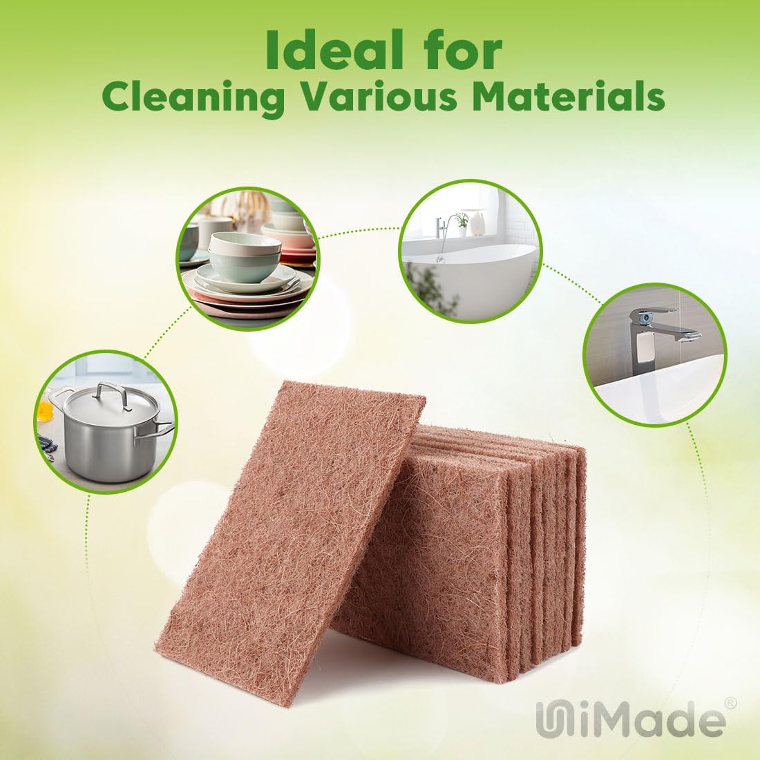 Natural Sisal Non-Scratch Scouring Pads, 24Pcs Plant Based Household Scour Pads for Kitchen, Garage and Outdoors, Cellulose Multipurpose Scrubbies for Cleaning