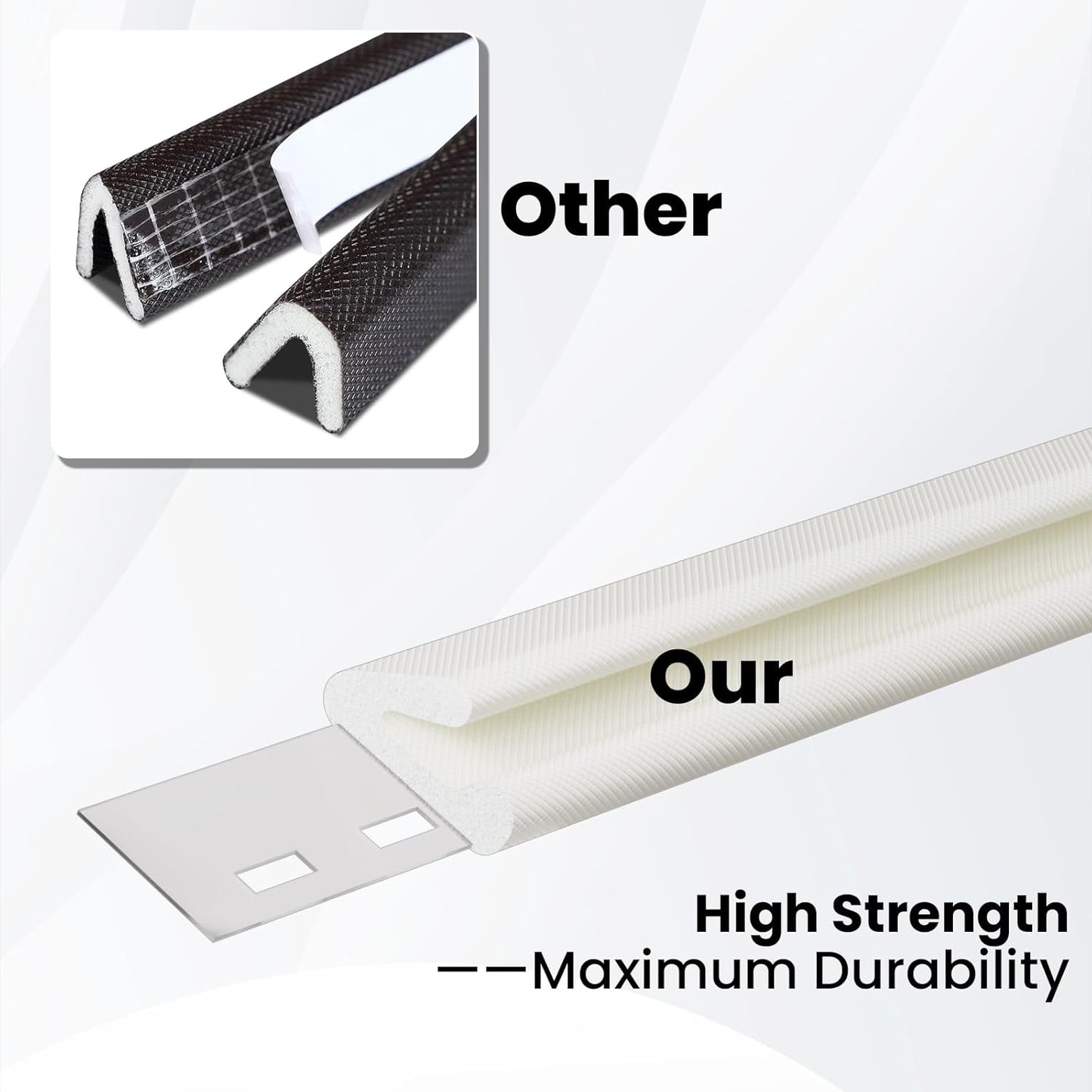 V Shape Foam Weather Stripping Door Frame Seal Strip 2Pcs×26FT Black, Draft Stopper, Insulation Winter, Weatherstripping, Gap Sealing, Soundproofing, Self-Adhesive Used for Exterior Front Door Side