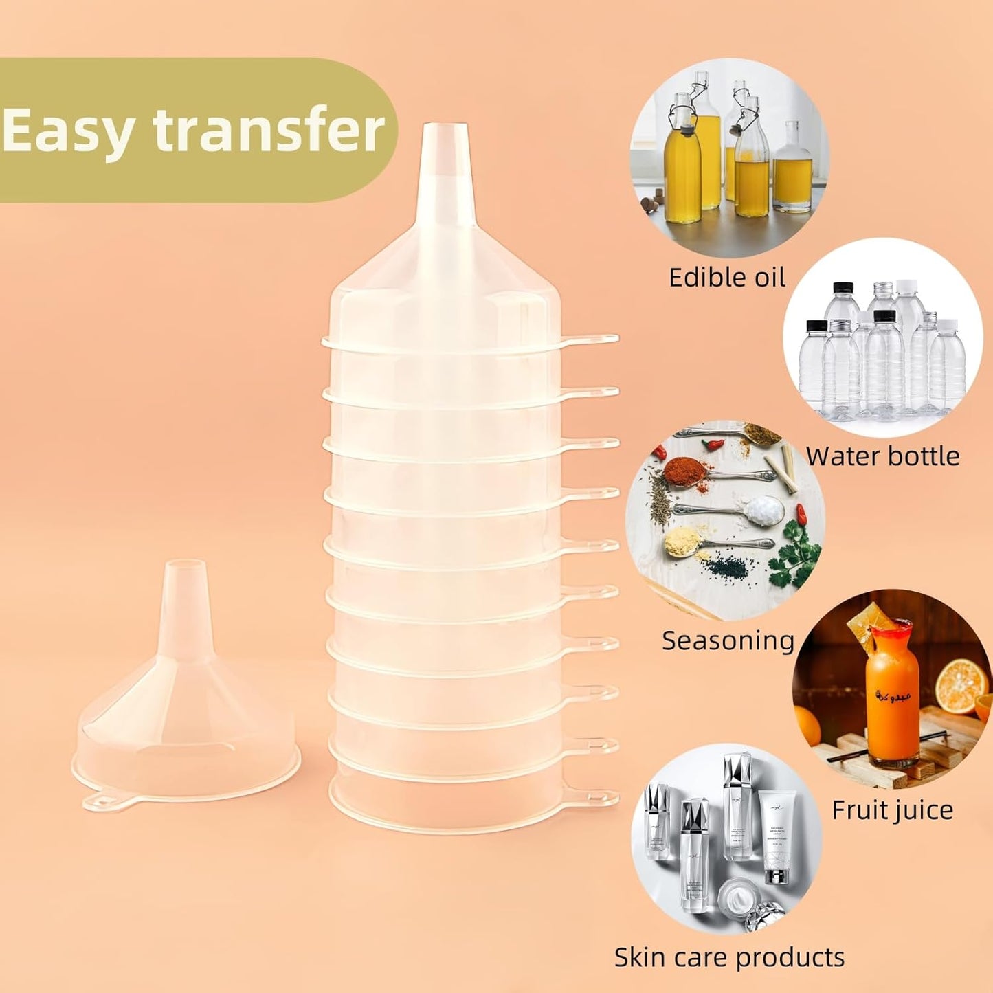 Small Funnels 4 Pack Food Grade Funnel Easily Transfer Liquids Granules Powders Funnels for Kitchen use Filling Bottles Water Bottle Funnel Lotion Essential Oils