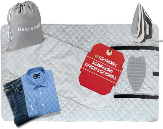 Premium XL Ironing Mat 47x29 Thick Quilted Heat Resistant Pressing Pad Portable Board Alternative for Countertop Washer Dryer Laundry Steamer or Table Cover Silicone Iron Rest Cloth Storage Bag