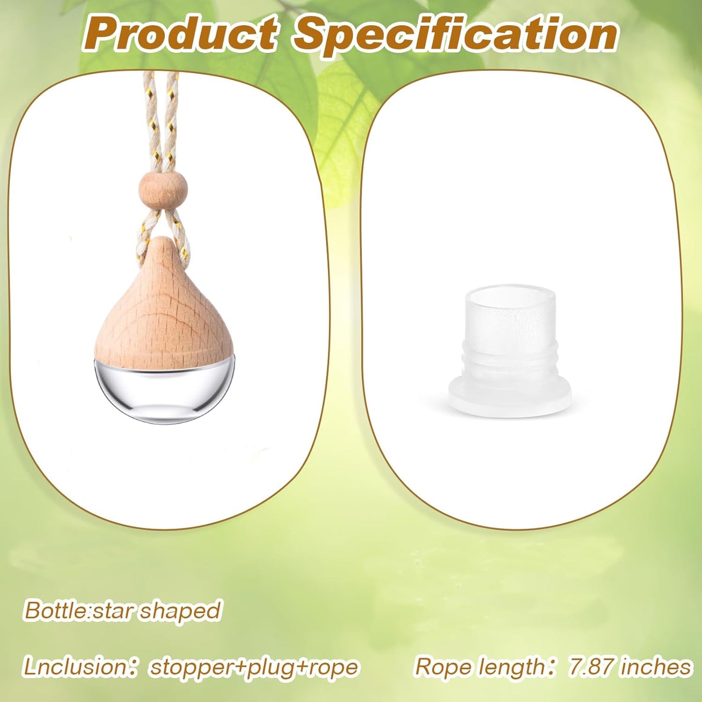 BBTO 50 Pcs Hanging Car Air Freshener Car Diffuser Bottles Empty Glass Perfume Bottle Freshener Diffuser Bottle Pendant for Essential Oil Fragrance Aromatherapy Bottle Ornament(Water Drop)