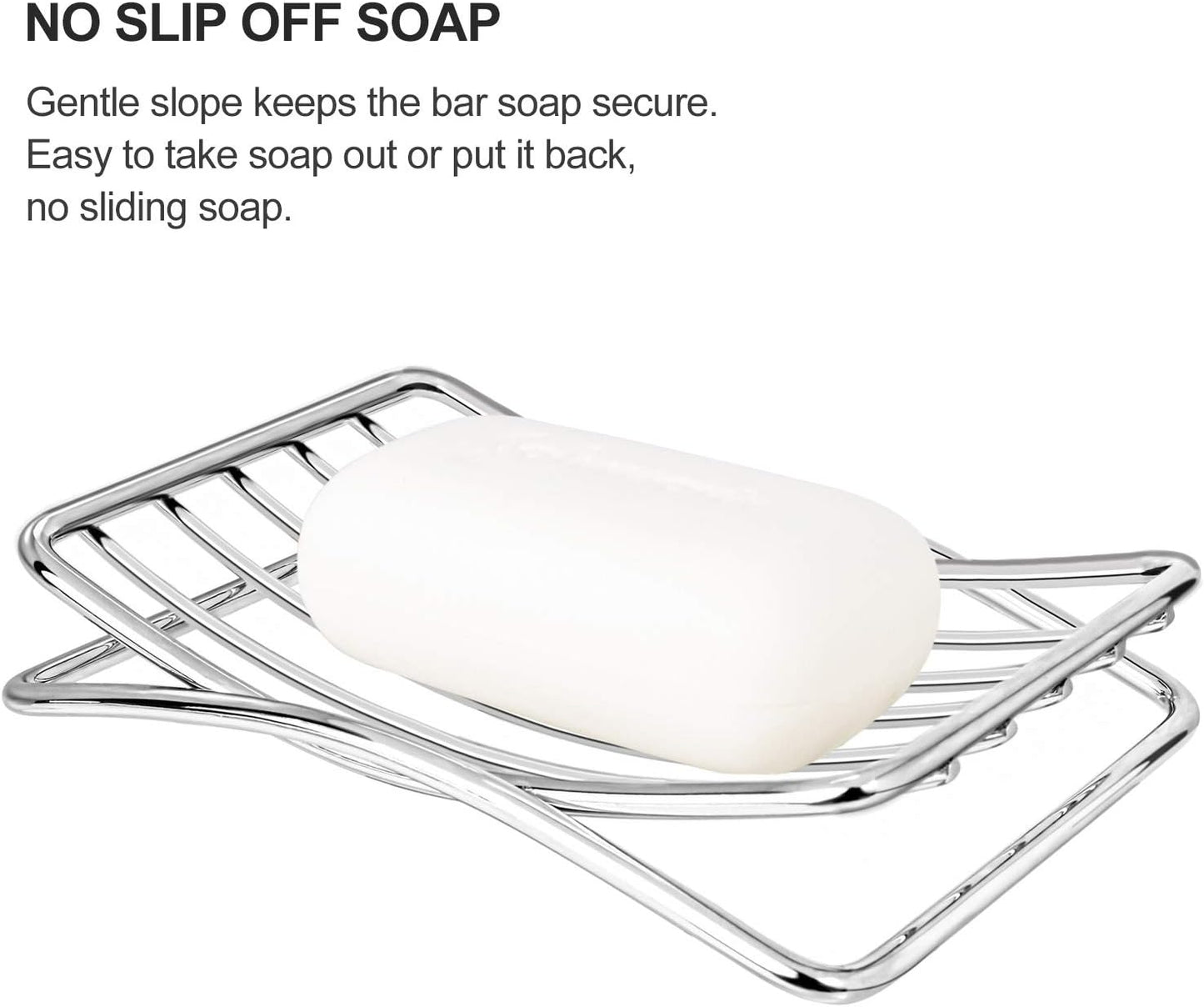 Soap Dish Stainless Steel Bar Soap Holder for Shower Bathroom, Self-draining Soap Dishes Sponge Holder for Kitchen Sink Easy Cleaning Quick Dry with Beige Soap Saver