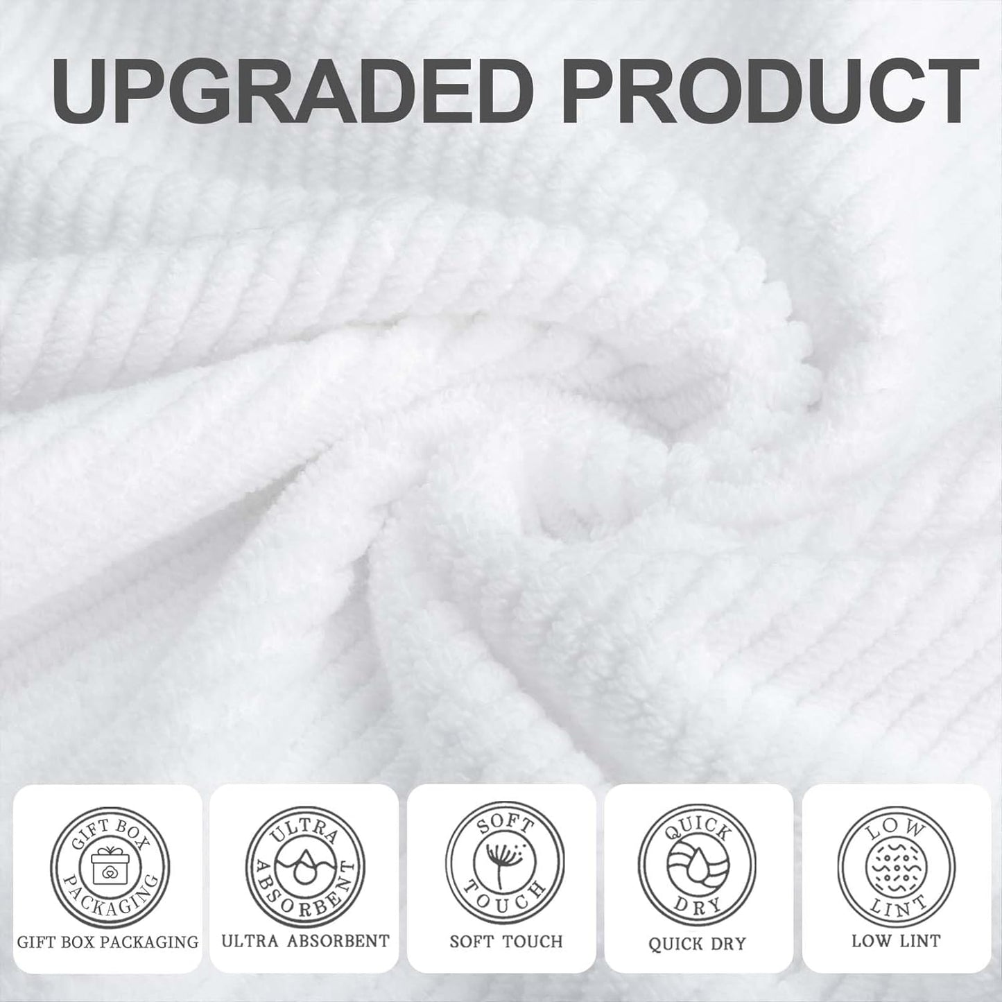 Luxury Bath Towels, Bath Towels Set of 4, Large 30" x 56" - 100% Cotton | Quick Dry | Light Weight | Thick | Soft | Absorbent, Luxury Shower Towel Sets for Bathroom, Towel Gift Set, White