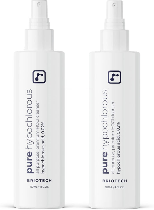 BRIOTECH Pure Hypochlorous Acid Spray and Cleanser, Original Premium HOCl Topical Solution, Multi-Purpose Cleaner, Family Approved & Pet Friendly, 4 fl oz (2 Pack)