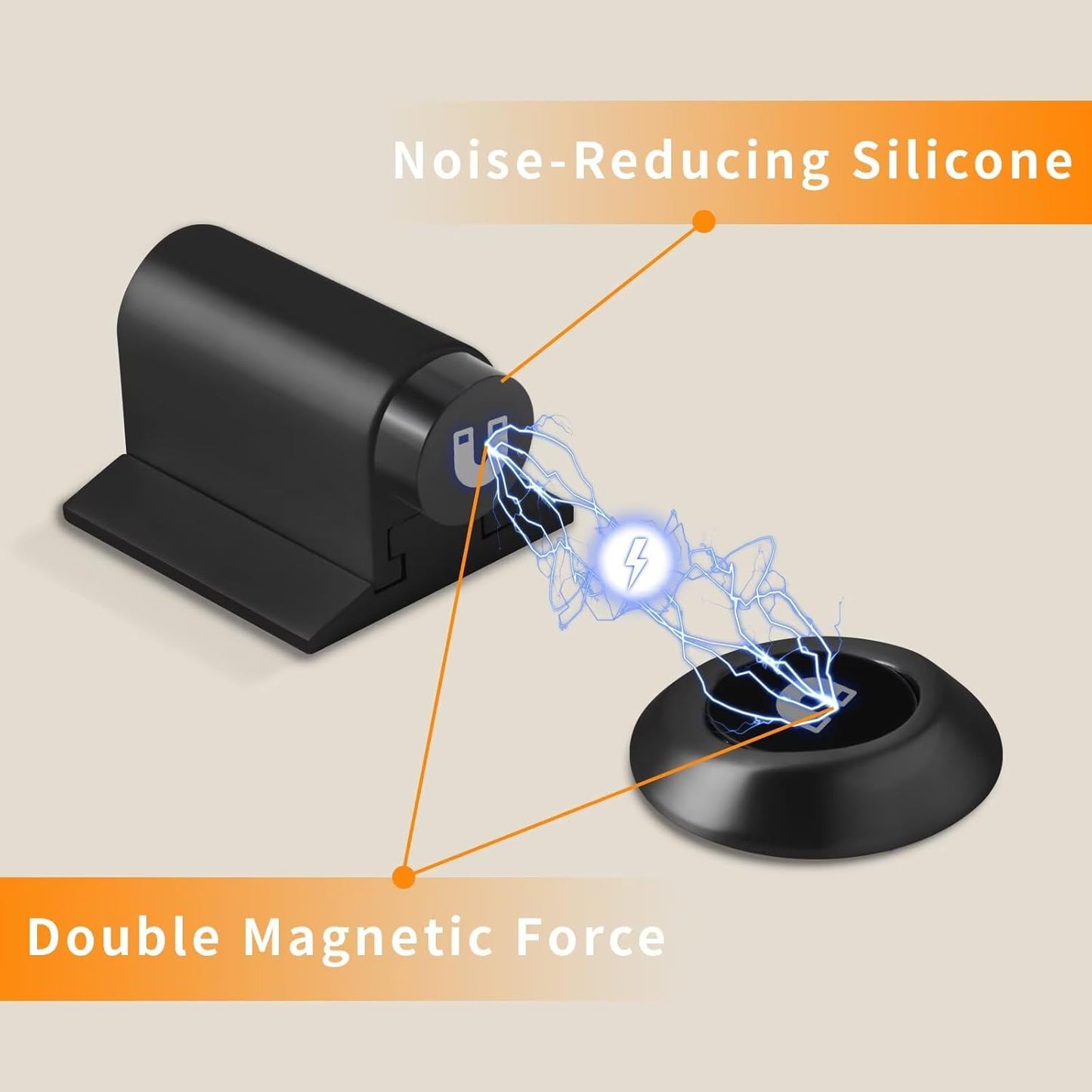 Bak Bo Magnetic Door Stoppers 2 Pack Bottom of Door Holder Keep Door Open No Drilling Magnet Floor Door Stop with Screws and Adhesive Matte Black DS268MB-2