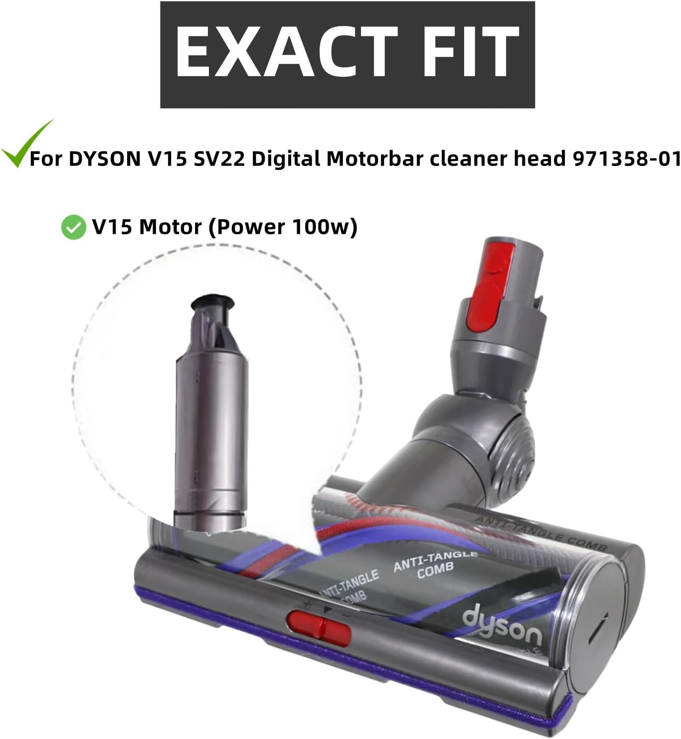 Replacement Brush Roller for Dyson V15 Detect SV22 SV47 Series Vacuum Digital Motorbar Cleaner Head, Torque Brush Bar Assembly Replace Parts 971655-01