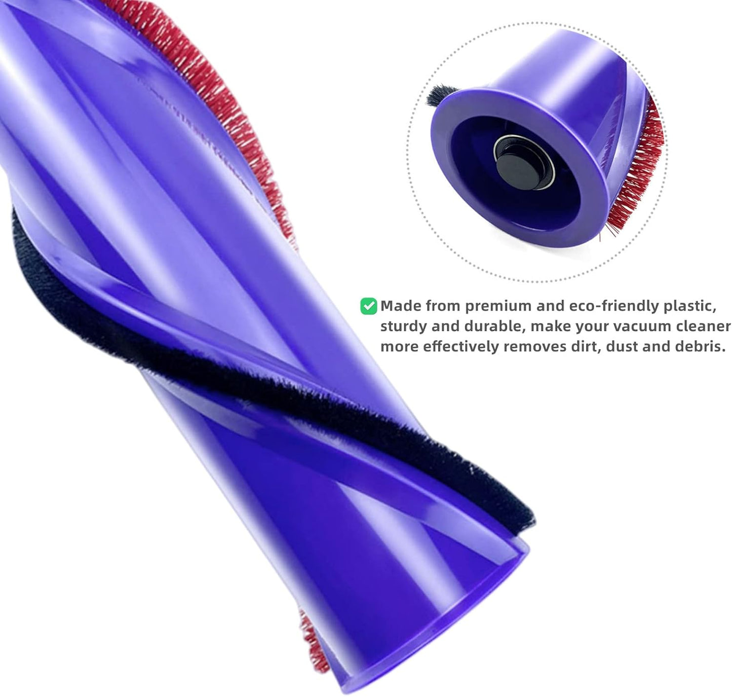 Brush Roller for Dyson V6 Vacuum Cleaner 966084-01 Replacement Bar Assembly, Compared to Part 966821-01 (4 Prong Drive & No Screw)