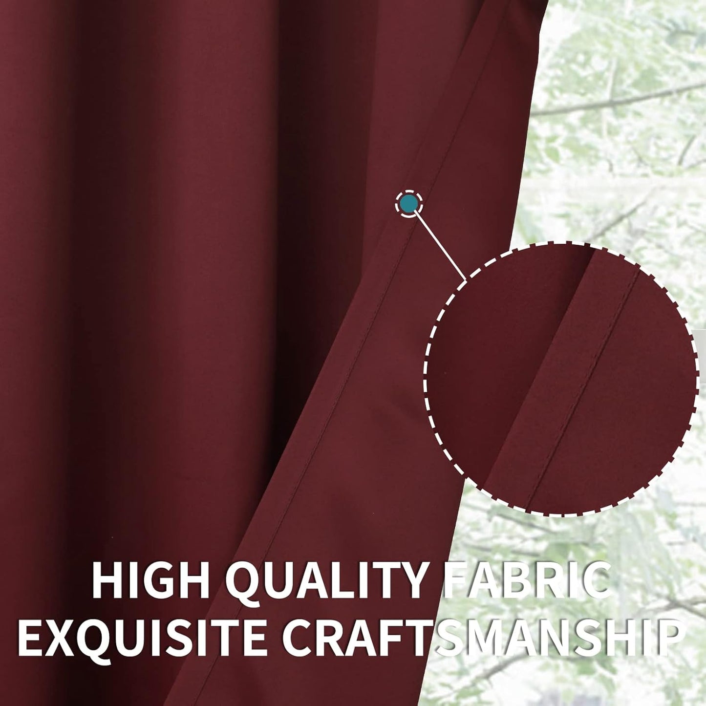 BGment Burgundy Half Window Curtains for Kitchen Cafe Window - Small Blackout Drapes Thermal Insulated Privacy for Rv Bathroom, 29 x 24 Inch, 2 Panels