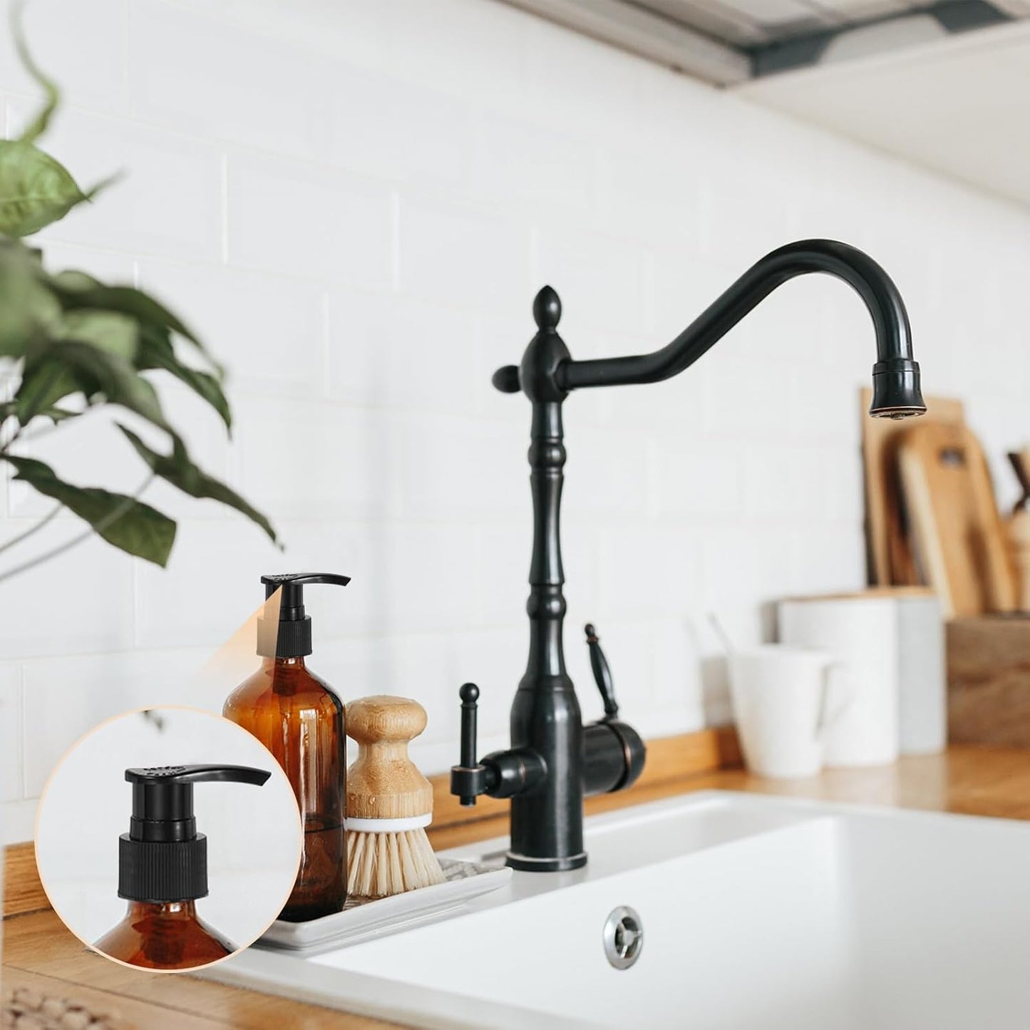 uxcell 8 Pcs Soap Dispenser Pump Heads Soap Dispensers Top Pumps Replacement Switch Pumphead for Standard 24/411 Neck Size Lotion Shampoo Bottle, White