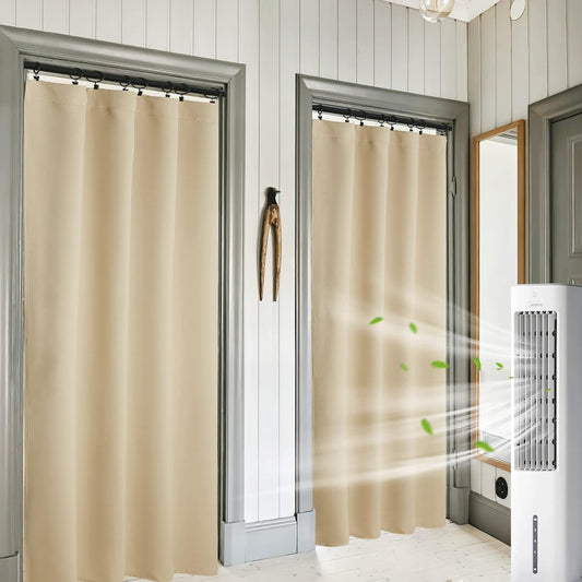 RYB HOME Blackout Curtains 84 inches Long 2 Panels Set for Living Room, Thermal Insulating Privacy Curtains & Drapes for Doorway Temporary Door Alternative Accordion Door, W 42 x L 84, Biscotti Beige