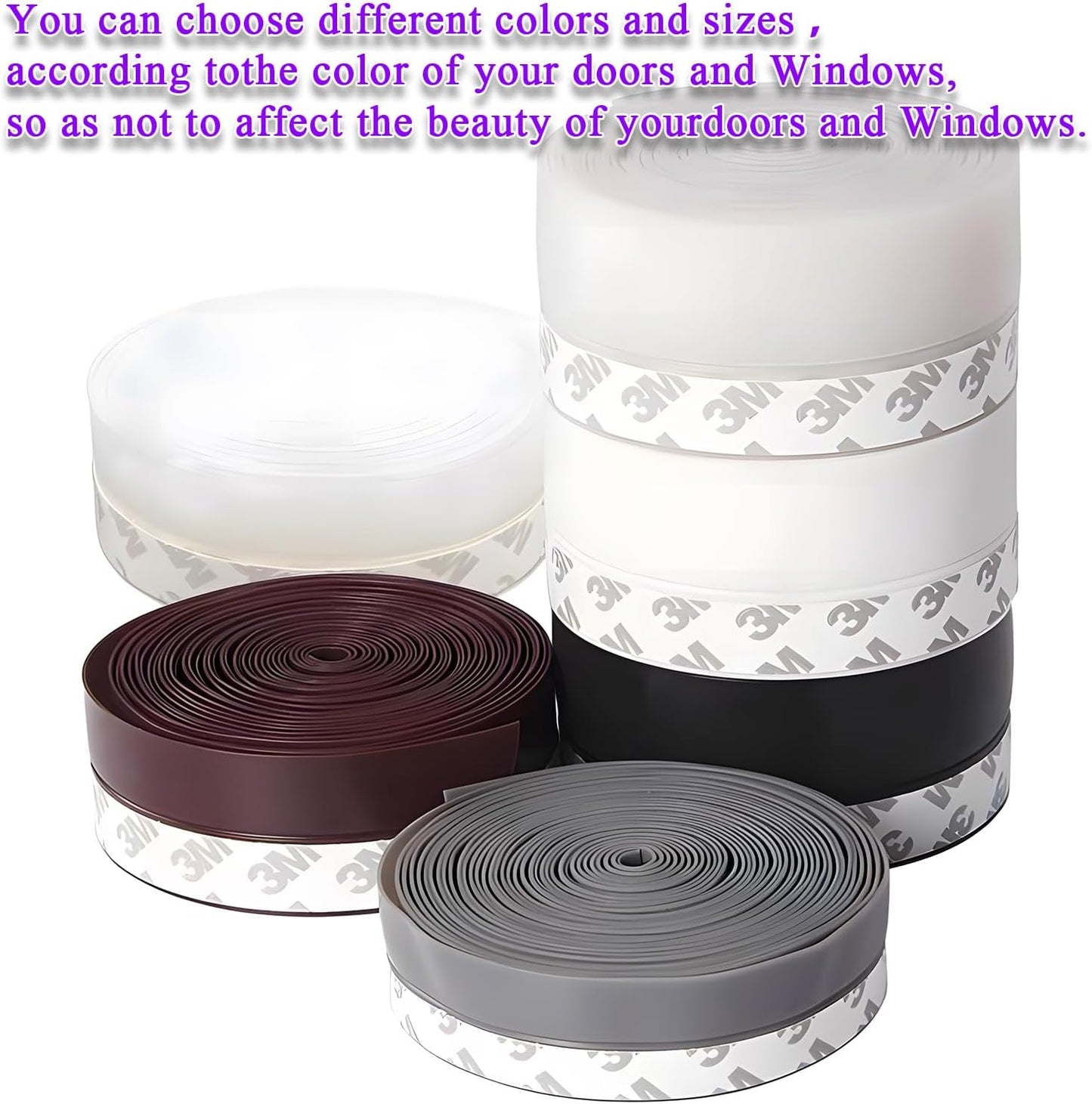 Weather Stripping Door Seal Strip for Gaps, Silicone Draft Stopper Adhesive Tape for Sliding Doors, Windows, Shower Glass, Soundproof Seal for Home Insulation, 32.8ft Roll Grey