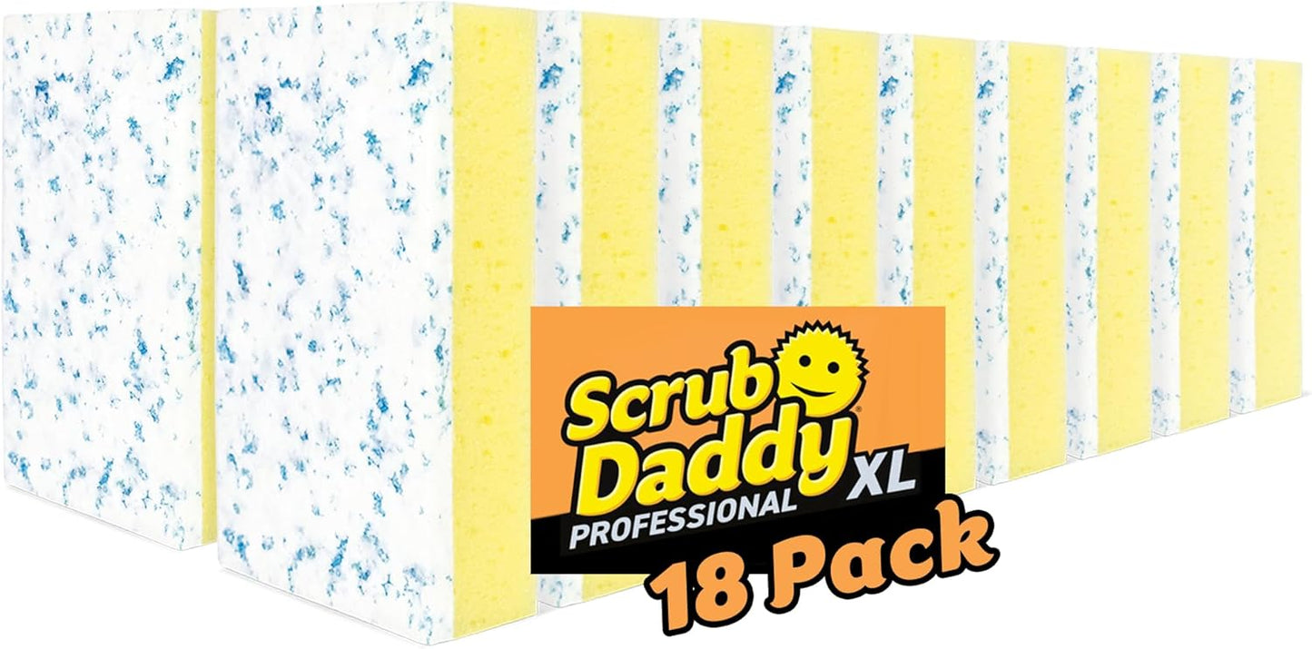 Scrub Daddy Eraser Daddy XL - Large Melamine Foam Sponges for Cleaning - Dual-Sided White Eraser Sponges for Wall Cleaning - Removes Dirt & Scuffs - Water-Activated (18 Count)