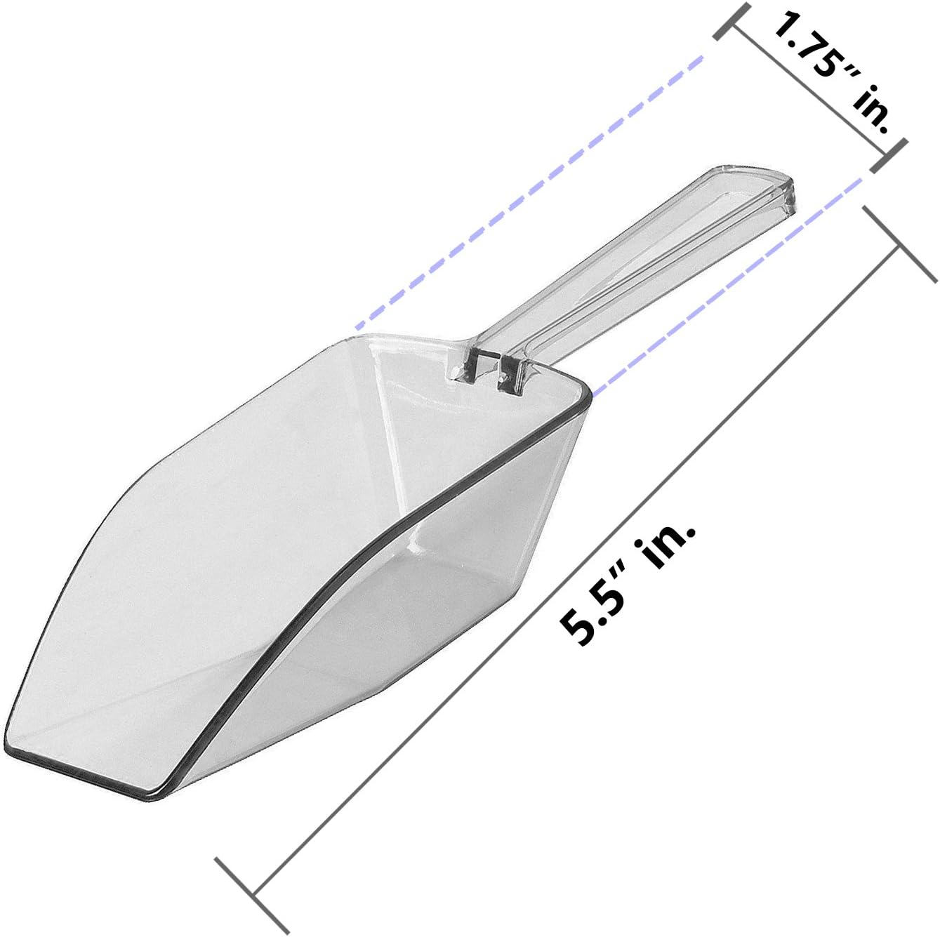 Clear Mini Plastic Acrylic Scoops 24 Pcs | 5.5” Kitchen Scoop | Wedding Desserts | Candy Buffet, Ice Cream, Protein Powders, Coffee, Tea, Flour (24 Pack, 5.5")