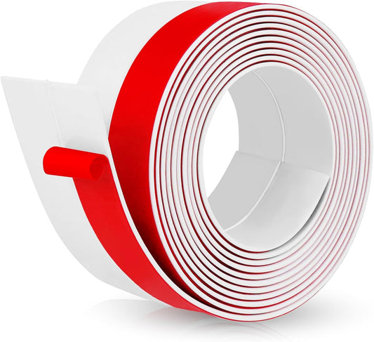 Weather Stripping Door Draft Stopper Flexible Self Adhesive Silicone Door Seal Strip for Glass Doors Windows and Shower Glass Gaps, 2 Inch Wide X 10 Feet Long, White