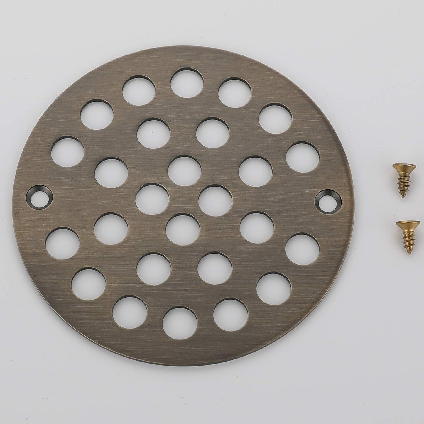 4-Inch Screw-in Shower Strainer Drain Cover Replacement Floor Strainer (Antique Brass)