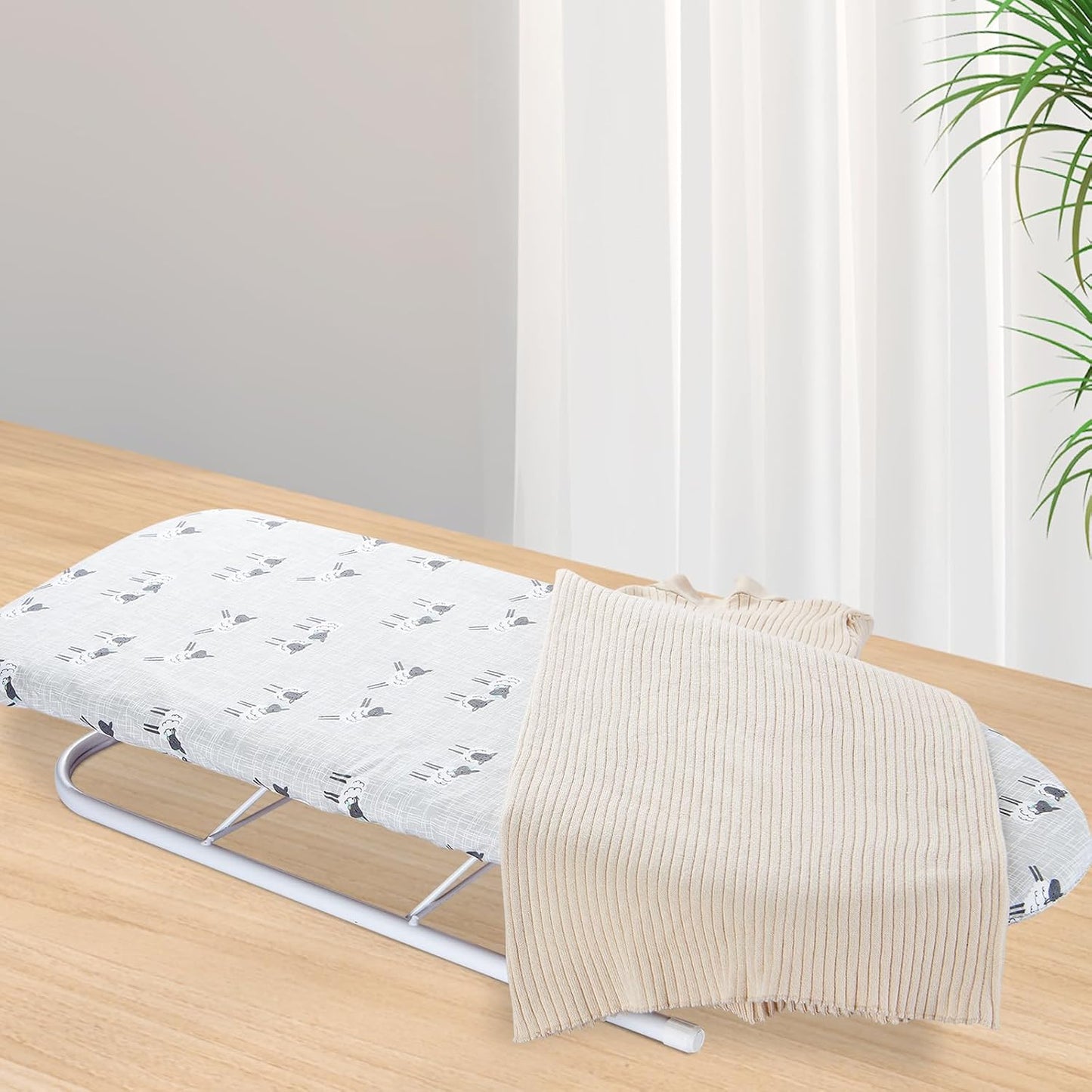 Table Top Ironing Board Cover 12 x 32 inch, 3 Layers Small Iron Board Cover, Heat Reflective Thick Padding with Elasticized Edges (Gray Sheep)