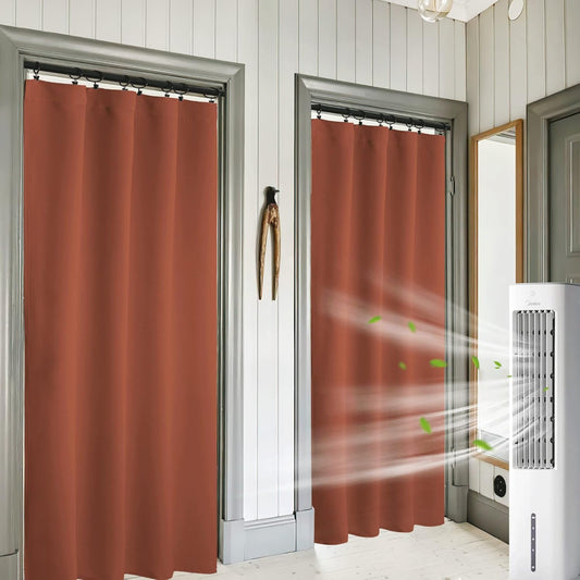 RYB HOME Orange Window Curtains 84 inches Length, Energy Efficient Rod Pocket Drapes Privacy Covers for Sliding Door Home Office, W42 x L84 inch, 2 Panels, Burnt Orange