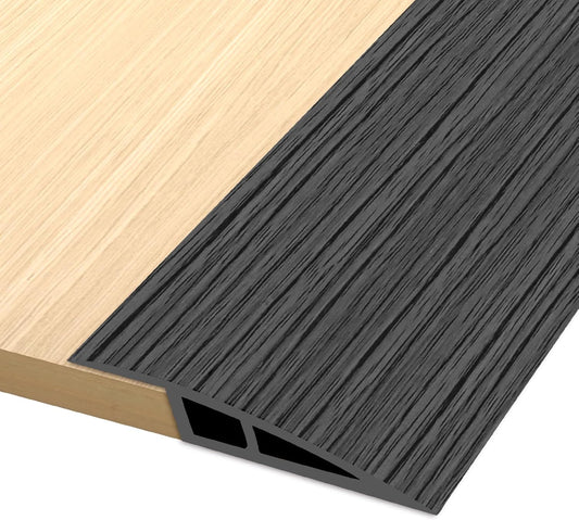 Vinyl Door Threshold Flooring Transition Strip Self Adhesive Carpet Edging Strip for Laminate Doorway Edge Threshold from 3/5" to 4/5" (Dark Gray Wood Grain, 10 Ft)