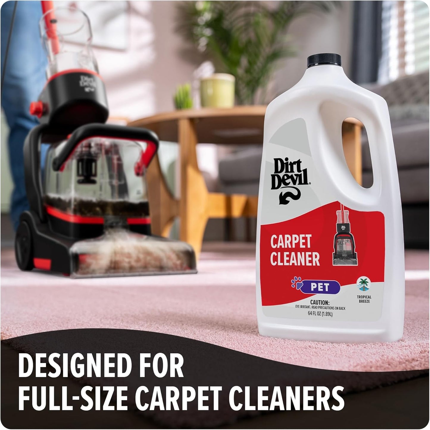 Dirt Devil Pet Carpet Cleaner Solution, 64 oz., Tropical Breeze Scent, Carpet Shampoo Solution, Eliminates Pet Stains and Odors, Pair with Dirt Devil Full Size Carpet Cleaner Machines